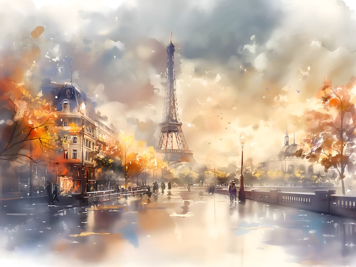 Eiffel Tower Golden Autumn Glow